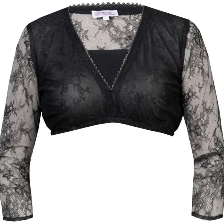 MarJo Dirndlbluse "Kosima-Doro" Halbarm Spitze | Schwarz