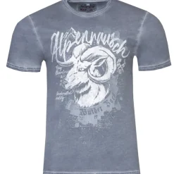 MarJo Herren Trachten Shirt "Torben" Steinbock | British Blue