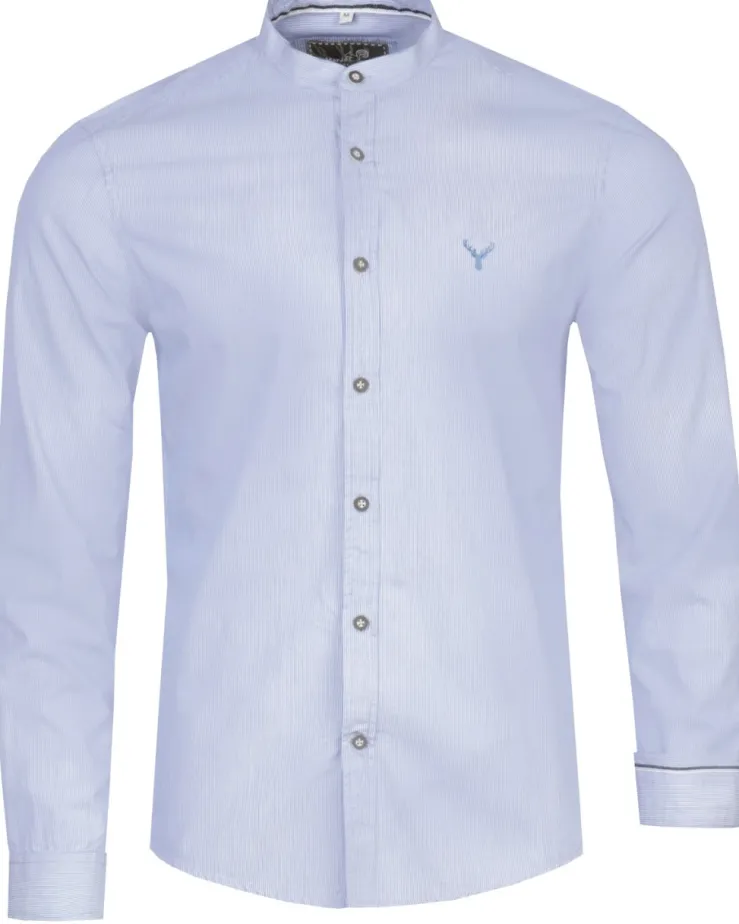 MarJo Herren Trachtenhemd "Benjamin" Stehkragen | Light Denim