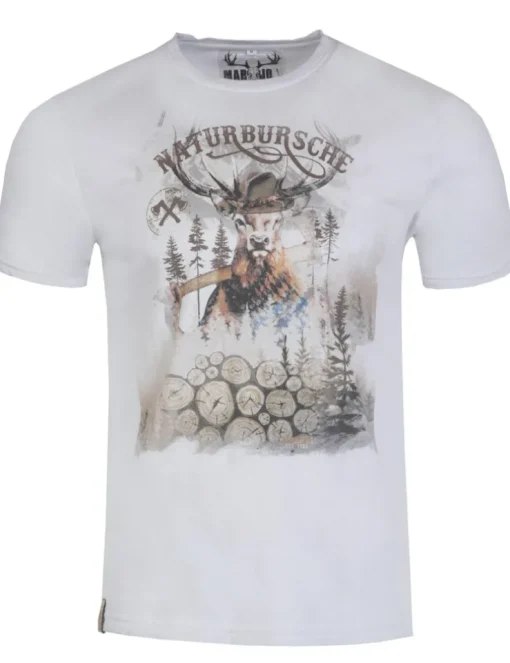 MarJo Herren Trachtenshirt "Guido" Hirschmotiv | Mittelgrau