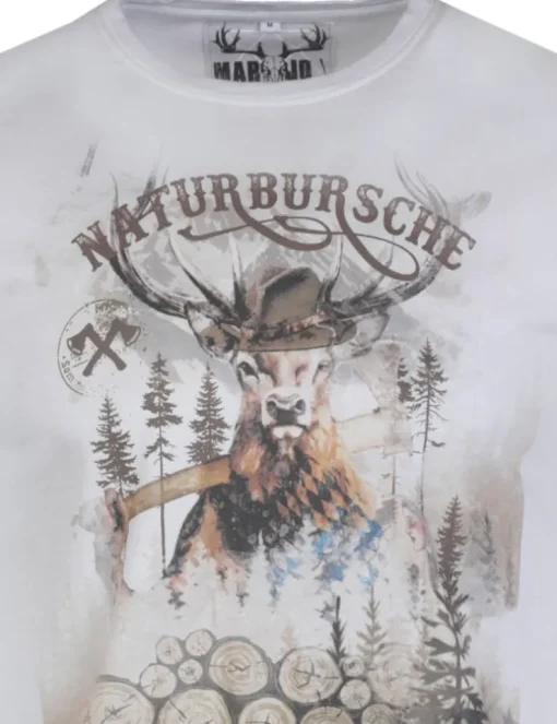 MarJo Herren Trachtenshirt "Guido" Hirschmotiv | Mittelgrau