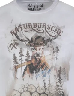 MarJo Herren Trachtenshirt "Guido" Hirschmotiv | Mittelgrau