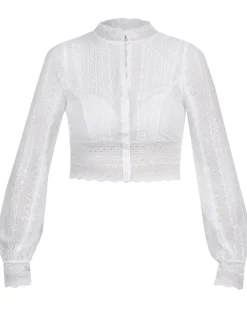 MarJo Spitzen Dirndlbluse "Hetty-Emilia" Langarm 302400 | Offwhite