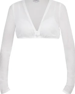 MarJo Spitzen Dirndlbluse "Halina-Dorina" Langarm 300800 | Offwhite