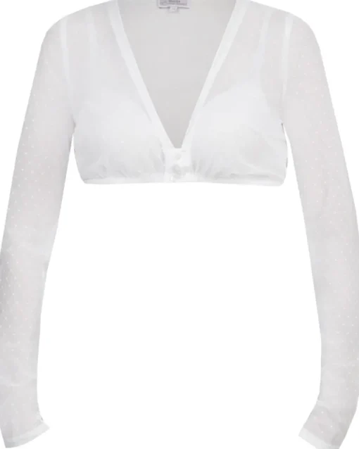 MarJo Spitzen Dirndlbluse "Halina-Dorina" Langarm 300800 | Offwhite