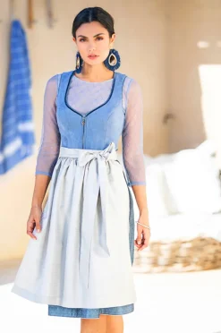 MarJo Spitzen Dirndlbluse "Inja-Dalida" 3/4 Arm 996300 | Taubenblau