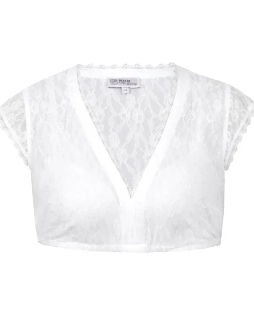 MarJo Spitzen Dirndlbluse "Janette-Doro" Flügelarm | Weiß