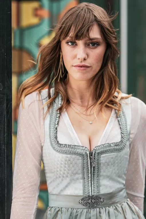 MarJo Spitzen Dirndlbluse "Halina-Dorina" Langarm 300800 | Offwhite