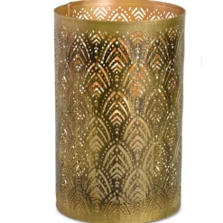 Metall Laternen mit Blattdesign - 3-tlg. Set Gold | 24791 - Kerzenhalter