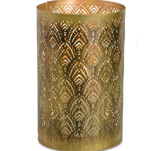 Metall Laternen mit Blattdesign - 3-tlg. Set Gold | 24791 - Kerzenhalter