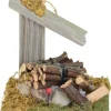 Mini Holz Lagerfeuer mit Vordach und LED - 8,5 cm | 78379 - Krippen Zubehör