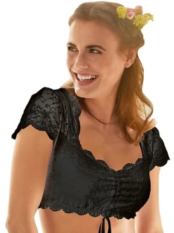 Nina von C. Spitzen Dirndlbluse "Valeska" Kurzarm 48462971 | Schwarz