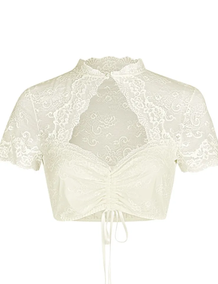 Nina von C. Spitzen Dirndlbluse "Selina" Stehkragen 16462892 | Champagner