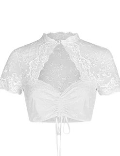 Nina von C. Spitzen Dirndlbluse "Selina" Stehkragen 16462892 | Weiß