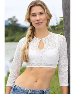 Nina von C. Spitzen Dirndlbluse "Naomi" Lochausschnitt 48471328 | Weiß