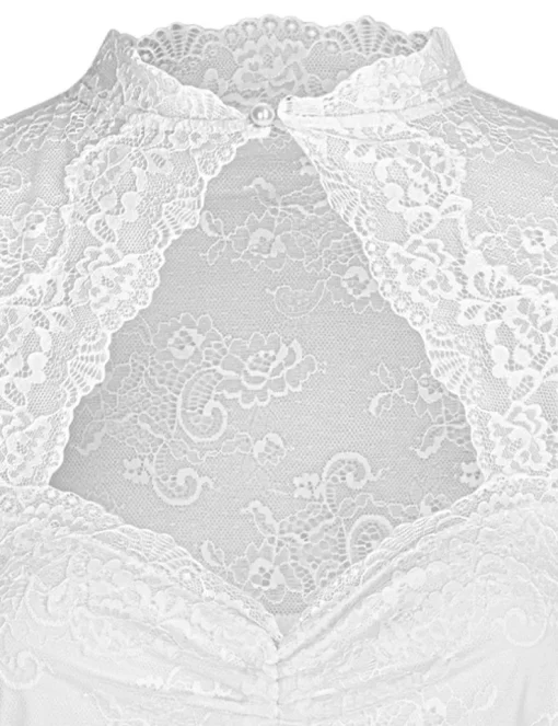 Nina von C. Spitzen Dirndlbluse "Selina" Stehkragen 16462892 | Weiß