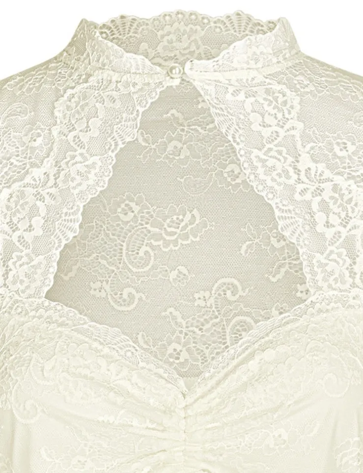 Nina von C. Spitzen Dirndlbluse "Selina" Stehkragen 16462892 | Champagner