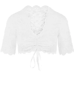 Nina von C. Spitzen Dirndlbluse "Linnea" Halbarm 48463971 | Weiß