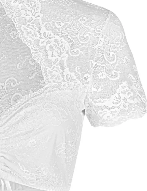 Nina von C. Spitzen Dirndlbluse "Selina" Stehkragen 16462892 | Weiß