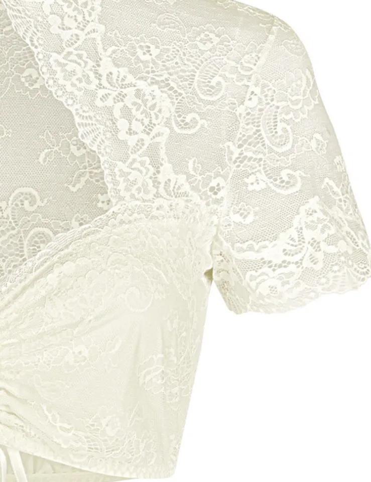 Nina von C. Spitzen Dirndlbluse "Selina" Stehkragen 16462892 | Champagner