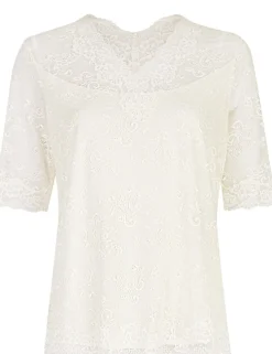 Nina von C. Spitzenshirt Halbarm Trachtenbluse 16460892 | Champagner