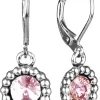 Ohrringe Aurelia mit rundem Anhänger und Kristallen von Swarovski® - Rosa