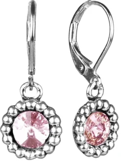Ohrringe Aurelia mit rundem Anhänger und Kristallen von Swarovski® - Rosa