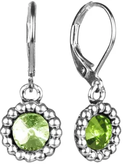 Ohrringe Aurelia mit rundem Anhänger und Kristallen von Swarovski® - Hellgrün