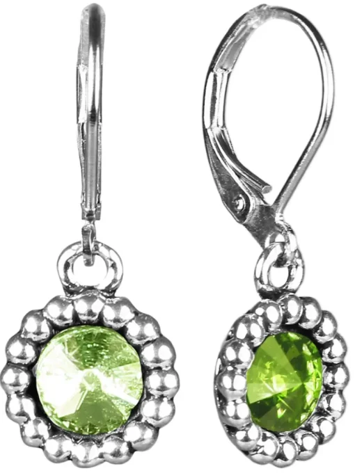 Ohrringe Aurelia mit rundem Anhänger und Kristallen von Swarovski® - Hellgrün