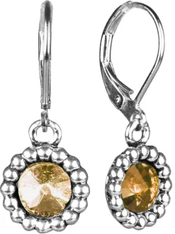 Ohrringe Aurelia mit rundem Anhänger und Kristallen von Swarovski® - Hellbraun