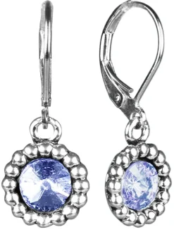 Ohrringe Aurelia mit rundem Anhänger und Kristallen von Swarovski® - Hellblau
