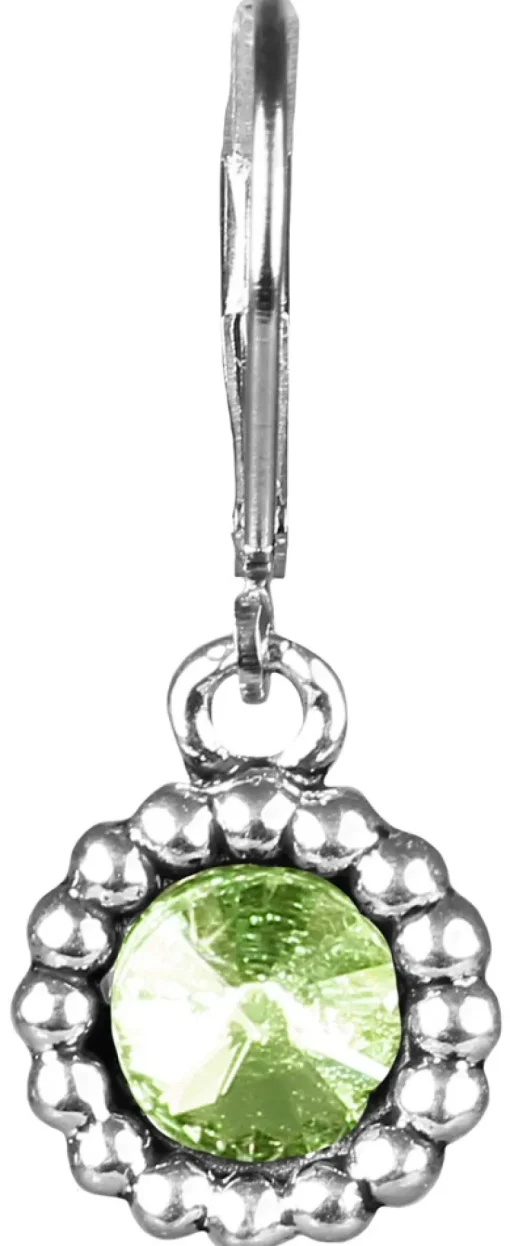 Ohrringe Aurelia mit rundem Anhänger und Kristallen von Swarovski® - Hellgrün