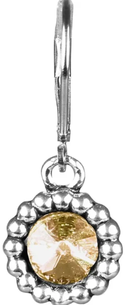 Ohrringe Aurelia mit rundem Anhänger und Kristallen von Swarovski® - Hellbraun