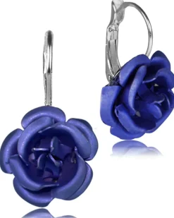 Ohrringe "Amara" mit bunten Rosen 47959 | Dunkelblau - Ohrhänger