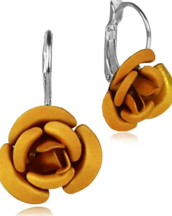 Ohrringe "Amara" mit bunten Rosen 47959 | Braun - Ohrhänger