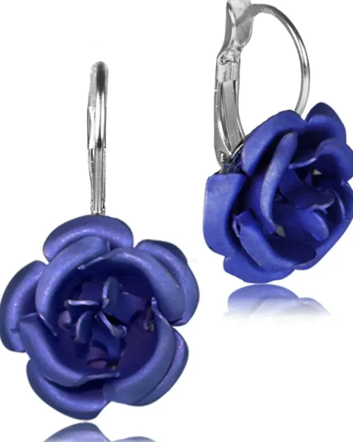 Ohrringe "Amara" mit bunten Rosen 47959 | Dunkelblau - Ohrhänger