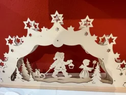 Original Erzgebirge Lichterbogen "Weihnachtsmann mit Engel" 55 cm | 13001