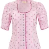 Pierre Marcel Damen Blümchen Trachtenbluse Amelie mit Stehkragen - Rosa