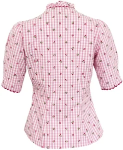 Pierre Marcel Damen Blümchen Trachtenbluse Amelie mit Stehkragen - Rosa