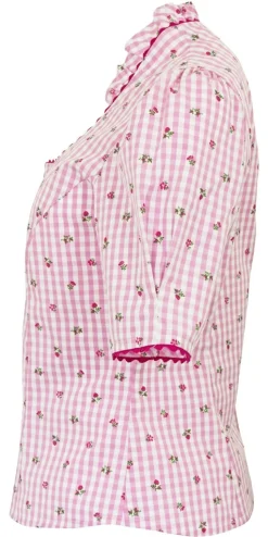 Pierre Marcel Damen Blümchen Trachtenbluse Amelie mit Stehkragen - Rosa