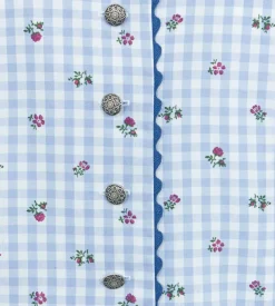 Pierre Marcel Damen Blümchen Trachtenbluse Amelie mit Stehkragen - Blau