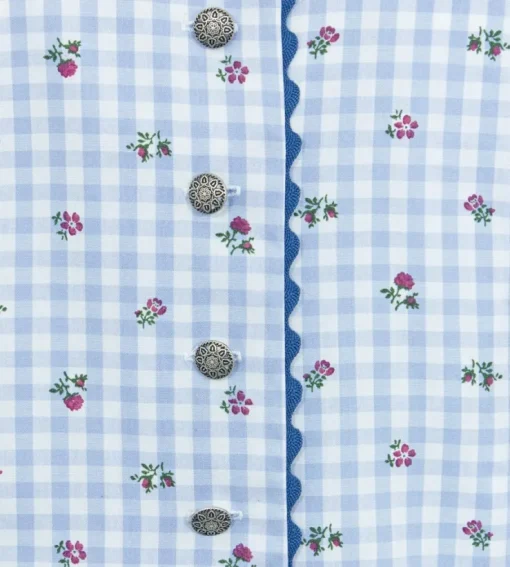 Pierre Marcel Damen Blümchen Trachtenbluse Amelie mit Stehkragen - Blau