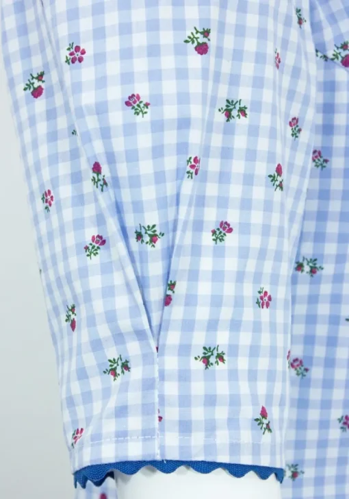 Pierre Marcel Damen Blümchen Trachtenbluse Amelie mit Stehkragen - Blau