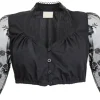 Pierre Marcel Damen Dirndlbluse mit Rosen und Pailletten - Schwarz