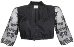 Pierre Marcel Damen Dirndlbluse mit Rosen und Pailletten - Schwarz