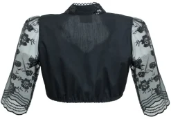 Pierre Marcel Damen Dirndlbluse mit Rosen und Pailletten - Schwarz