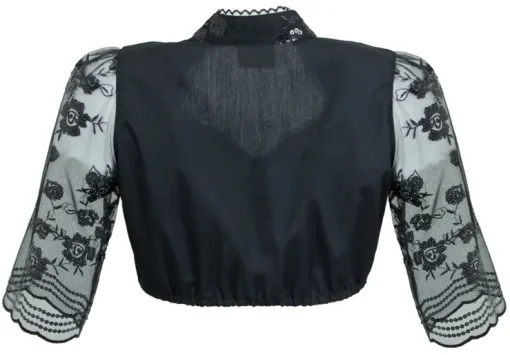 Pierre Marcel Damen Dirndlbluse mit Rosen und Pailletten - Schwarz