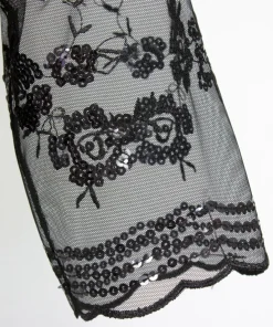 Pierre Marcel Damen Dirndlbluse mit Rosen und Pailletten - Schwarz