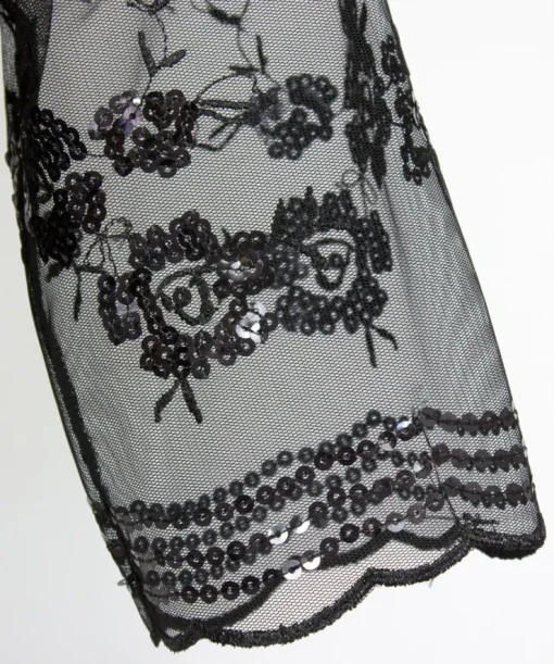 Pierre Marcel Damen Dirndlbluse mit Rosen und Pailletten - Schwarz