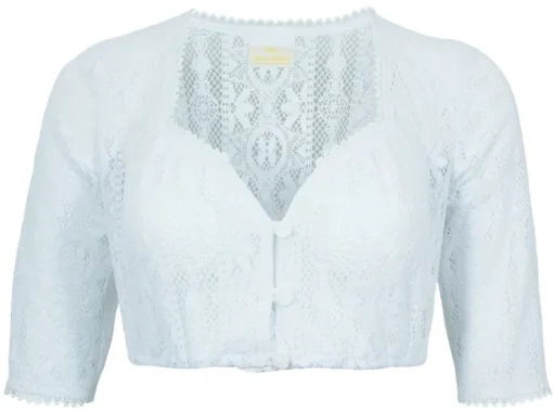 Pierre Marcel Damen Halbarm Spitzen Dirndlbluse Josy mit Herzausschnitt - Weiß
